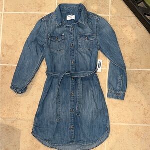 Old Navy Blue Denim Belted Dress